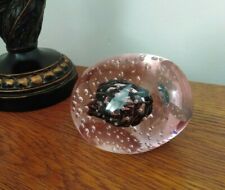 Large Glass Pink Bubbles Paperweight Art Glass 