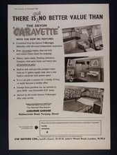 1961 VW Volkswagen Bus Microbus Devon Caravette vintage print Ad