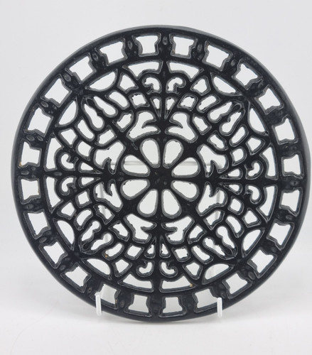 Cast iron trivet ornate floral - cast,