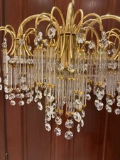 Vintage Brass 5 Bulb Crystal