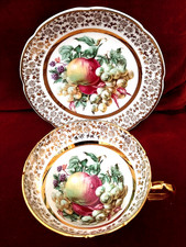 Stunning Vintage Stanley Fine Bone China  Cup & Saucer Duo ORCHARD FRUIT