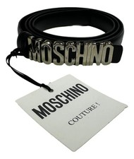 Moschino Black Slim Logo Belt