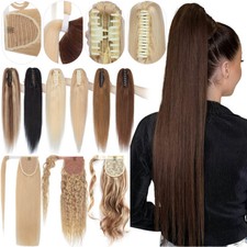 Thick Claw Clip In Human Hair Ponytail Extensions Real Remy Hair One Piece Weft