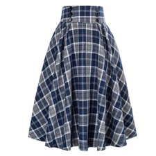 Womens Tartan Pleated Long