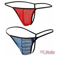 *REDUCED* Doreanse 1306 Mesh String Mens Thong Lace Transparent Pouch Blue Red
