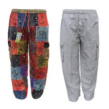Mens Harem Pants hippie cargo trouser OM Patchwork cotton boho yoga unisex Hippy