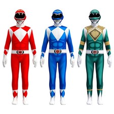 Kids Boys Girls Cosplay Power Ranger Costume Jumpsuit Fancy Dress Outfit UK