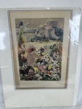 J. Touche Signed French Lithograph Satirical Village Scene Daumier Style Art