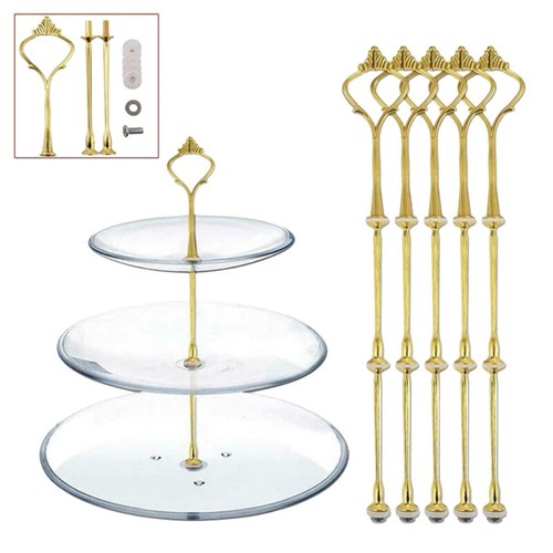 5pc tier gold cake plate - 3-tier,