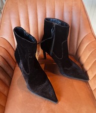 BNWT NEW ZARA Black Velvet Ankle Boots Size UK 4 EU 36