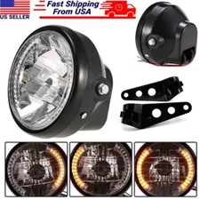 Universal 7" Motorcycle Headlight LED Turn Signal Indicators Headlamp W/ Bracket