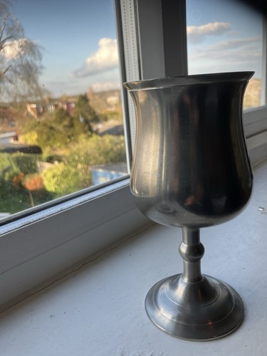 Antique pewter glass goblet - glass/goblet, x