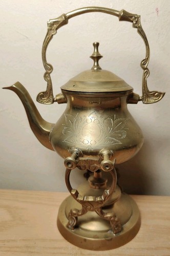 Vintage brass tilting teapot - brass,