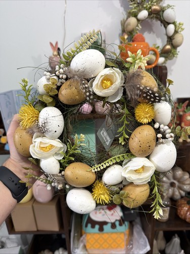 Easter egg wreath home decor - easter,