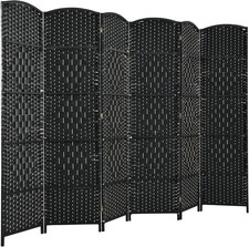 6 Panel Black Wicker Folding