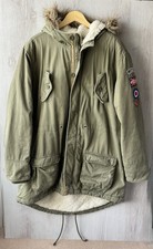 Lambretta Khaki Green Parka Jacket with Faux Fur Hood & Patches, Size 2XL