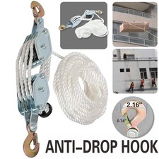 4000LB 65 Feet Rope Hoist Pulley Block and Tackle Pulley System Lifting Objects
