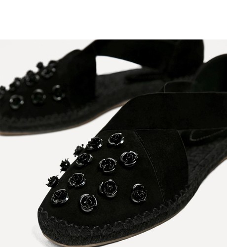 Zara black suede flat - black,