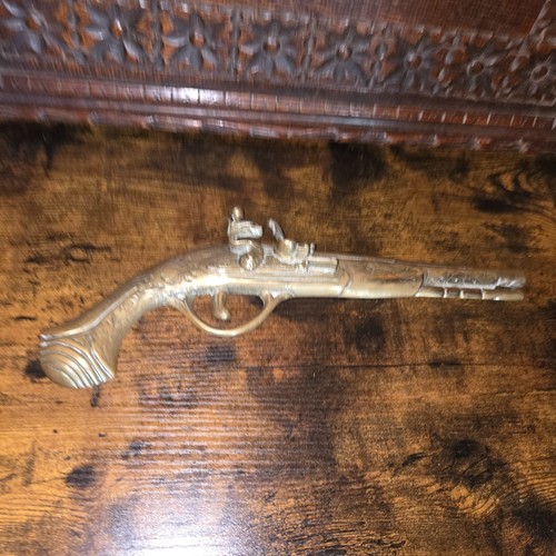 Vintage brass flintlock pistol - vintage,