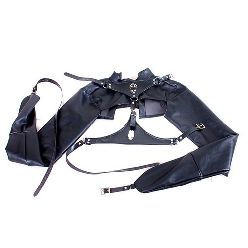 Black straight jacket - jacket, open