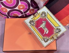 Hermes Porcelain Cigarette Ashtray With Horse Motif And Gold Inlay Boxed