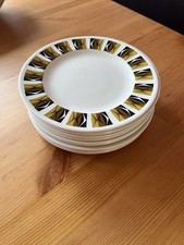 Vintage Ridgway Potteries Ravenna Dinner Plates X 5 Retro MCM Fish Geometric