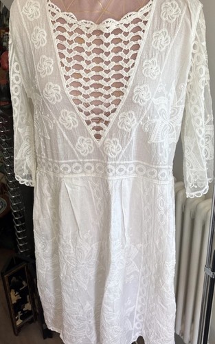 Apricot white heavy embroidery - apricot,