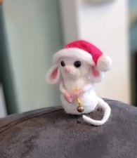 Needle Felted Christmas Mouse With Bell. Handmade 🐭🐁