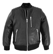 Boys Leather Bomber Jacket