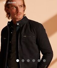 Superdry Sports Racer Nubuck Leather Jacket XL Dark Navy