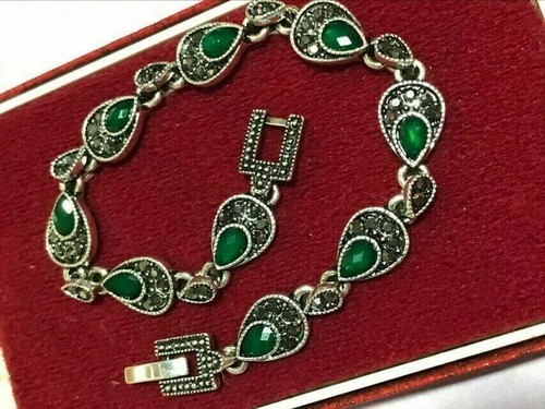 Vintage style green glass - green, &