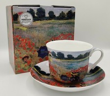 Large Breakfast Cup & Saucer Heritage Fine Bone China "Monet Poppy Field"