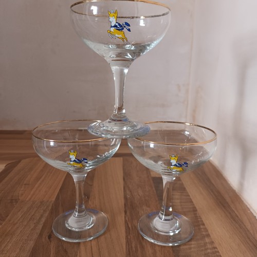 Three babycham glasses - glasses, gold