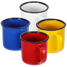 4 Pcs Enamel Mug Set Retro Coffee Tea Cups Drinking Cups for Office