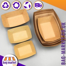 Kraft Paper Food Trays - Snack, Boat, Takeaway, Biodegradable, Cardboard Tray