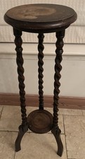 Antique Dark Oak Barley Twist Plant Stand Torchere 