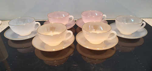 Six vintage arcopal harlequin - six,