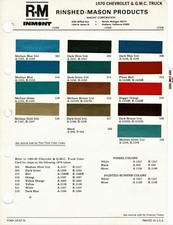 1970 CHEVROLET & GMC BLAZER JIMMY PICKUP TRUCKS SUBURBAN PAINT CHIPS SHEET  R-M