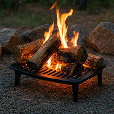 Cast Iron Fire Grate 16'' Firewood Holder Log Storage Fireside Accessory Large