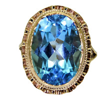 Vintage Large Blue Topaz 9ct Yellow Gold ring size J 1/2 ~ 5
