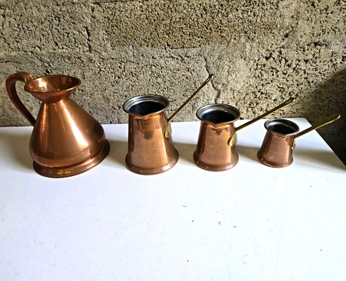 Copper pots planters set 4 - copper,