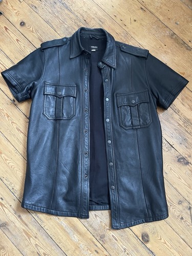 Men leather police uniform - men's,