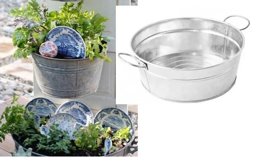 Galvanised flower pots - galvanised,