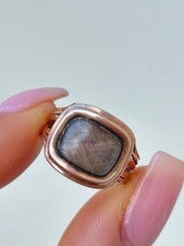 Antique Georgian Locket Mourning Ring, 12ct Rose Gold, Inscribed, Circa 1800