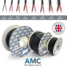 TWIN 2 Core PVC Cable 12v 24v Thin Wall Wire Automotive Red Black FLAT Profile 