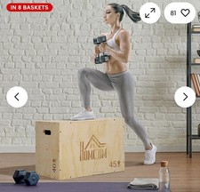 3-in-1 Wooden Plyometric Jump Box with Handle Openings for Home Gym, Natural New