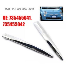 Chrome Pair Front Bumper Upper Grill Moulding Trim Strip For Fiat 500 07-2015