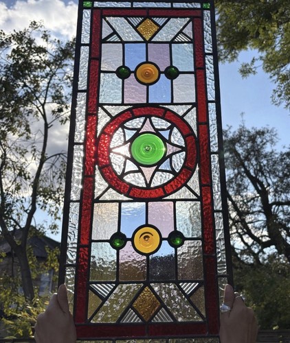 Victorian stained glass panel - stained,