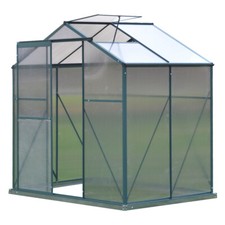 10x6,8x6,4x6FT Walk-In Polycarbonate Greenhouse Plant Grow Galvanized Aluminium