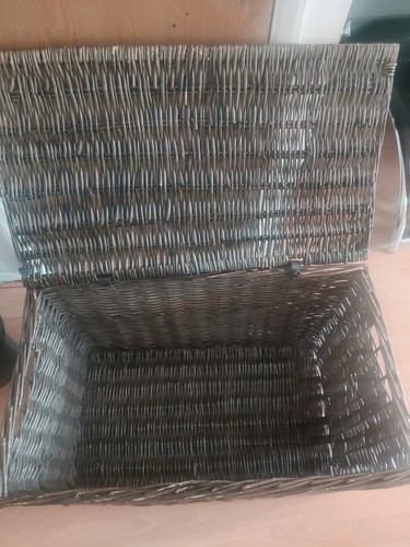 Wicker storage basket - storage, lid